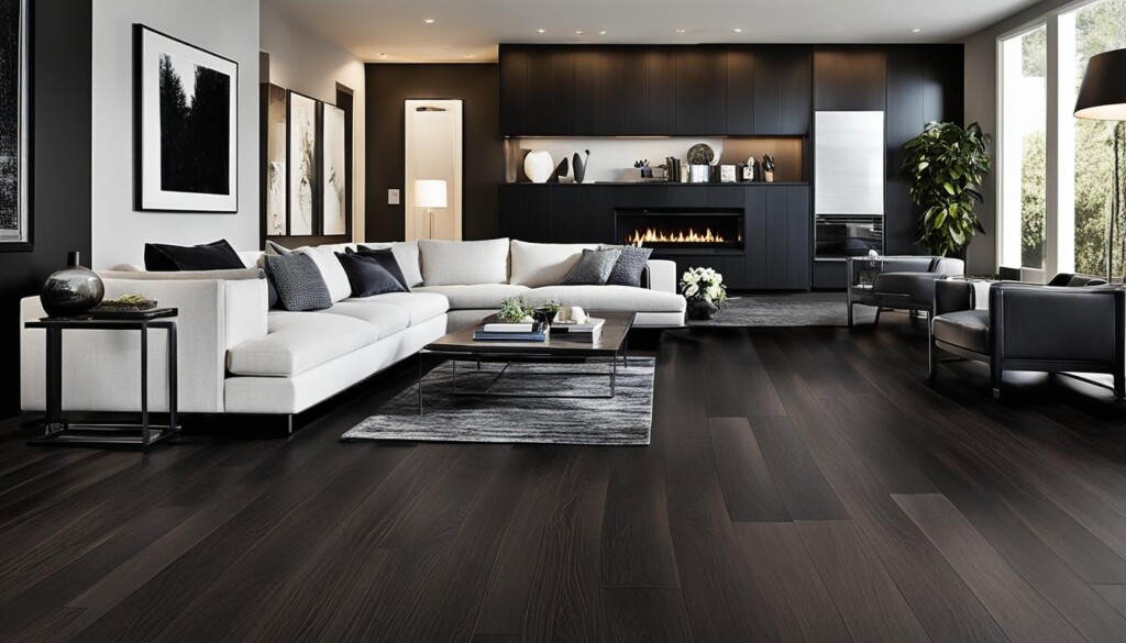 Dramatic effect of dark wood flooring Dramatic effect of dark wood flooring